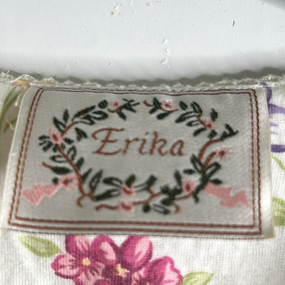 Erica vantage floral midi dress side pockets quarter button size M ivory red - Picture 6 of 9